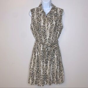 Laura Bianchi‎ Italian Linen Snake Print Button Down Dress Size S